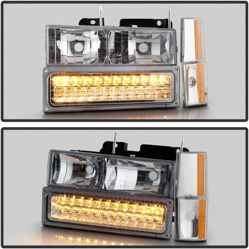 ACANII - For 1988-1993 Chevy Silverado GMC Sierra Yukon C10 LED Bumper+Corner Lamp+Headlights Driver + Passenger Side in Saudi Arabia
