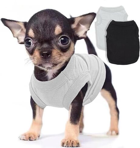 2 Pieces Chihuahua Clothes Dog Clothes for Small Dogs Girl Boy Spring Summer Puppy Clothes Soft Dog Shirt Solid Color Pet Clothing Cute Cat Clothes XXS~M (XX-Small) in Saudi Arabia