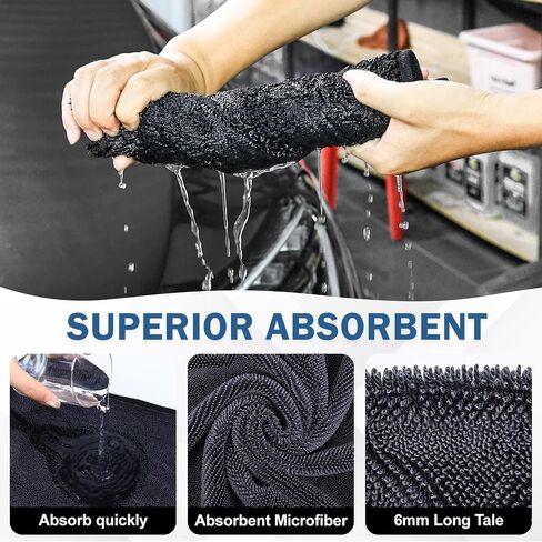 2-Pack Medium Size (23.6" x 15.7") Microfiber Towels, 600GSM Ultra Absorbent Car Drying Towels — Scratch-Free, Streak-Free, Lint-Free, Perfect for Cars, Shower Cabins, and Household Use in Saudi Arabia