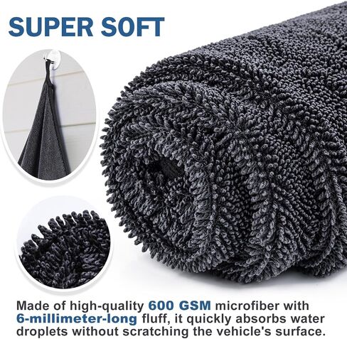 2-Pack Medium Size (23.6" x 15.7") Microfiber Towels, 600GSM Ultra Absorbent Car Drying Towels — Scratch-Free, Streak-Free, Lint-Free, Perfect for Cars, Shower Cabins, and Household Use in Saudi Arabia