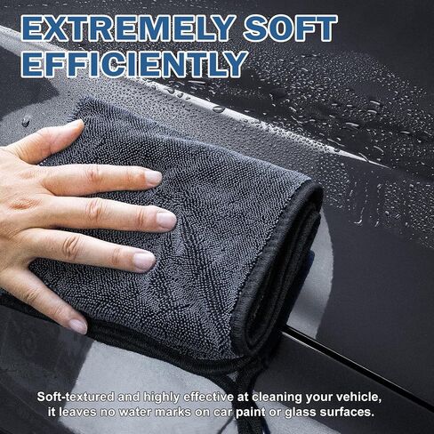 2-Pack Medium Size (23.6" x 15.7") Microfiber Towels, 600GSM Ultra Absorbent Car Drying Towels — Scratch-Free, Streak-Free, Lint-Free, Perfect for Cars, Shower Cabins, and Household Use in Saudi Arabia