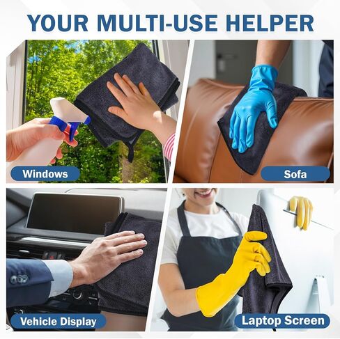 2-Pack Medium Size (23.6" x 15.7") Microfiber Towels, 600GSM Ultra Absorbent Car Drying Towels — Scratch-Free, Streak-Free, Lint-Free, Perfect for Cars, Shower Cabins, and Household Use in Saudi Arabia