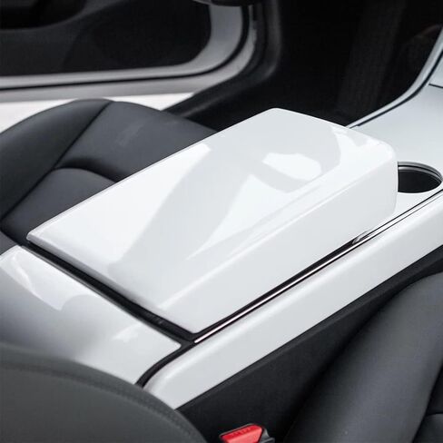 White Armrest Cover for Tesla Model 3 Model Y 2017-2023 Car Center Console Armrest Pad Trim Cover Arm Rest Box Cushion Console Protector Interior Accessories in Saudi Arabia