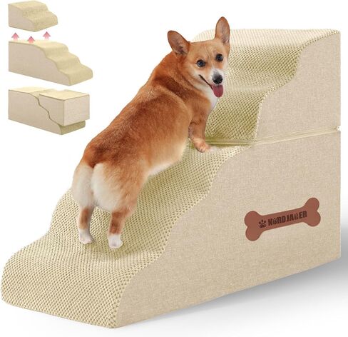 5-Step Pet Stairs Cover Replacement with Non-Slip Bottom, Soft Corduroy Material with Side Pockets and Handles Waterproof & Washable Cover in Saudi Arabia