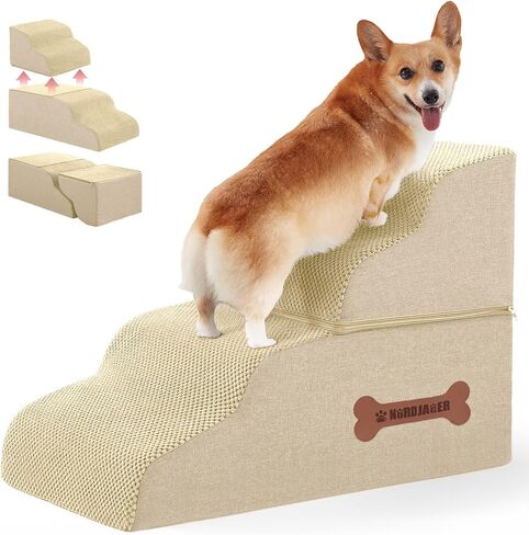 5-Step Pet Stairs Cover Replacement with Non-Slip Bottom, Soft Corduroy Material with Side Pockets and Handles Waterproof & Washable Cover in Saudi Arabia