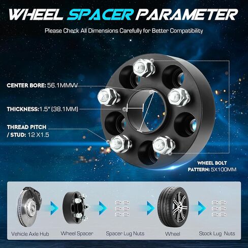 5x100 1.5 "(38.1mm) فواصل عجلات HubCentric لـ Subaru Brz Impreza Legacy Forester Outback XV Crosstrek ، 12x1.25. in Saudi Arabia