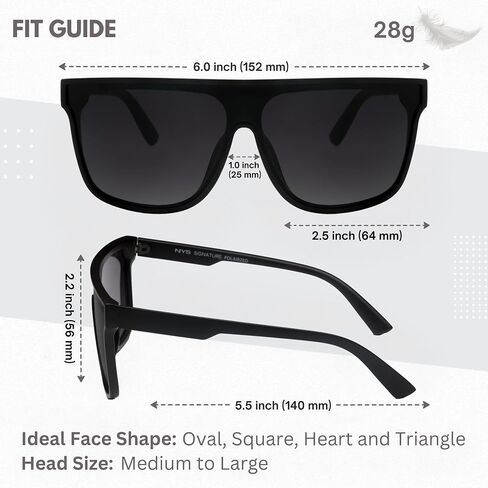 NYS Collection Polarized Sunglasses - Flat-Top Single-Lens, 100% UV Protection, Lightweight for Men & Women in Saudi Arabia