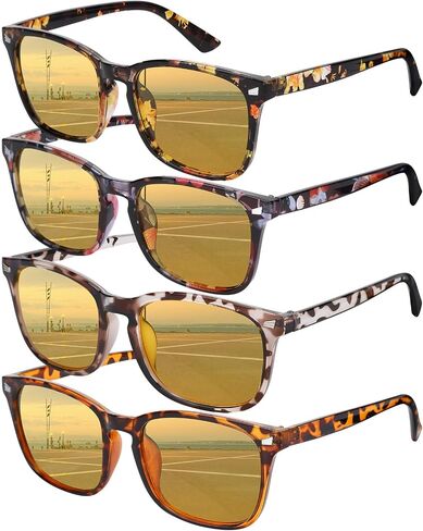 4 Pairs Night Vision Driving Glasses for Men Women, Polarized Anti Glare Yellow Lens Night Vision Glasses for Nighttime Driving Fishing Golf in Saudi Arabia