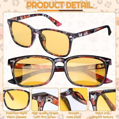 4 Pairs Night Vision Driving Glasses for Men Women, Polarized Anti Glare Yellow Lens Night Vision Glasses for Nighttime Driving Fishing Golf in Saudi Arabia