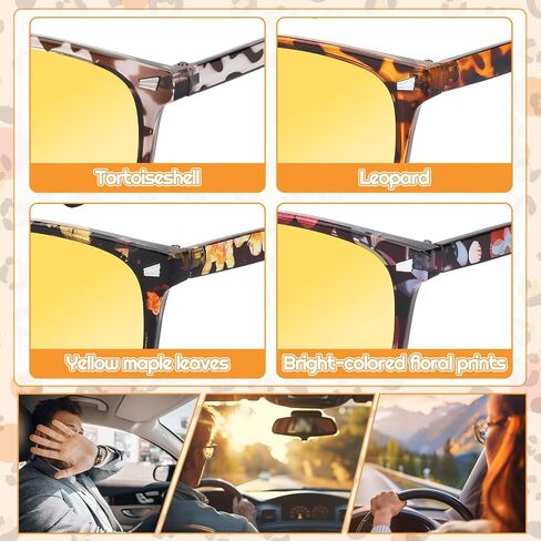 4 Pairs Night Vision Driving Glasses for Men Women, Polarized Anti Glare Yellow Lens Night Vision Glasses for Nighttime Driving Fishing Golf in Saudi Arabia