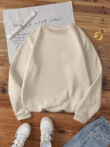 Soly Hux Crew Neck Neck Long Long Pullover Sweatshirts Letter Graphic قمم القميص فضفاضة in Saudi Arabia