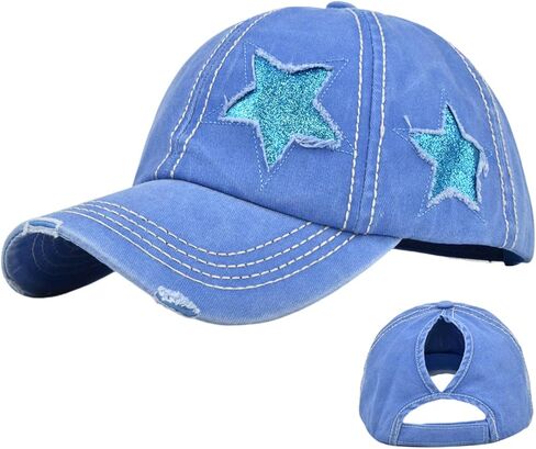 Ponytail Hats Womens Washed Distressed Baseball Cap Sun Hat in Saudi Arabia