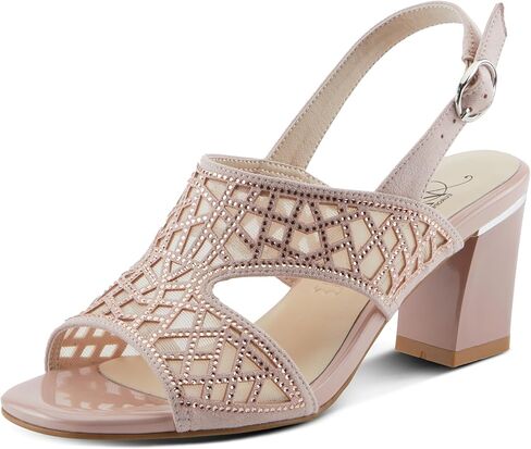 Azura Women's WISP Microsuede Buckle Sandals – 3-Inch Heel, Geometric Cut-Out Design, Leather Insole, Breathable Mesh Underlay in Kuwait