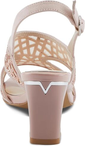 Azura Women's WISP Microsuede Buckle Sandals – 3-Inch Heel, Geometric Cut-Out Design, Leather Insole, Breathable Mesh Underlay in Kuwait