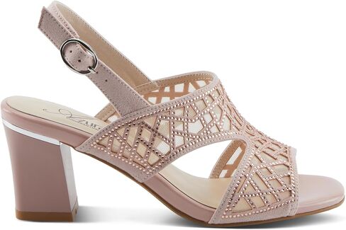 Azura Women's WISP Microsuede Buckle Sandals – 3-Inch Heel, Geometric Cut-Out Design, Leather Insole, Breathable Mesh Underlay in Kuwait