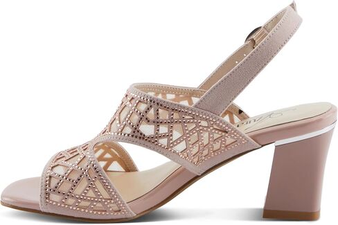 Azura Women's WISP Microsuede Buckle Sandals – 3-Inch Heel, Geometric Cut-Out Design, Leather Insole, Breathable Mesh Underlay in Kuwait