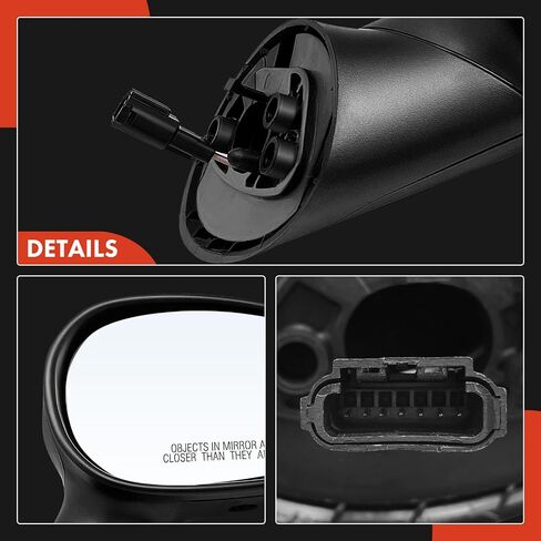 A-Premium Passenger Side Power Door Mirror - Compatible with Fiat 500 2012-2018 - Heated Manual Folding Black w/Temp Sensor Included Outside Rear View Mirror - Replace# 5182468AC-PFM in Saudi Arabia