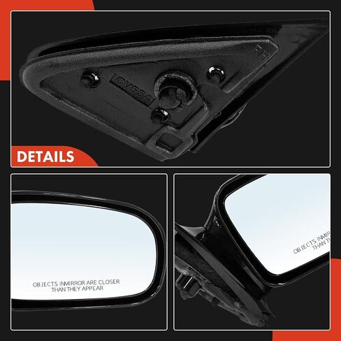 مرآة الباب اليدوي الجانبية للركاب A-premium-متوافقة مع شيفروليه كافالييه و Pontiac Sunfire ، 1995-2005-مرآة أسود غير مسمار غير مسخن خارجي خلفي في المنظر الخلفي in Saudi Arabia