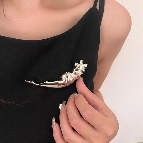 Sexy Female Human Body Sculpture Brooch for Women Girlfriend Fashion Lapel Pin Corsage Badge Elegant Dress Accessories Personalized Exquisite Unique Party Jewelry for Wife Mom Art Decoration in Saudi Arabia