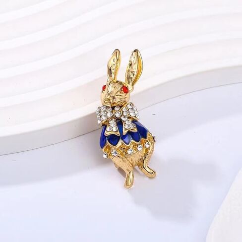 Dreuyet Rhinestone Rabbit Brooch Pin for Women Lady Crystal Bunny Animal Brooches Dainty Cute Rabbit Carrot Lapel Pins Easter Day Party Pin Fashion Gentleman Accessory Jewelry in Saudi Arabia