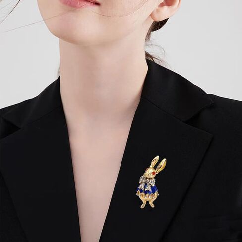 Dreuyet Rhinestone Rabbit Brooch Pin for Women Lady Crystal Bunny Animal Brooches Dainty Cute Rabbit Carrot Lapel Pins Easter Day Party Pin Fashion Gentleman Accessory Jewelry in Saudi Arabia