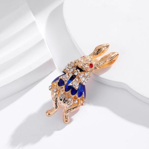 Dreuyet Rhinestone Rabbit Brooch Pin for Women Lady Crystal Bunny Animal Brooches Dainty Cute Rabbit Carrot Lapel Pins Easter Day Party Pin Fashion Gentleman Accessory Jewelry in Saudi Arabia