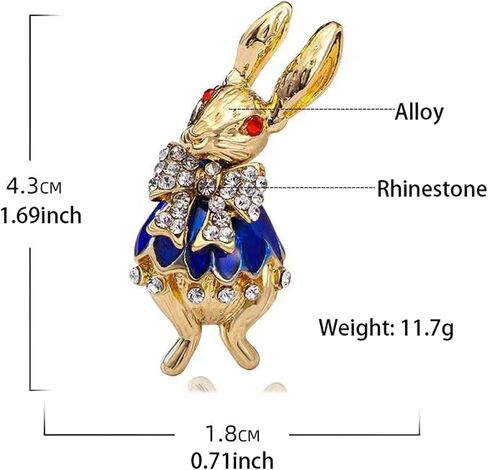Dreuyet Rhinestone Rabbit Brooch Pin for Women Lady Crystal Bunny Animal Brooches Dainty Cute Rabbit Carrot Lapel Pins Easter Day Party Pin Fashion Gentleman Accessory Jewelry in Saudi Arabia