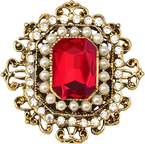 WCRAZYE Antique Rhinestone Brooch Pin for Women Girls Gold Tone Vintage Baroque Rectangle Crystal Shell Pearl Boho Victorian Style Brooches Lapel Pins Elegant Wedding Christmas Festival Ornament Jewelry Gift in Saudi Arabia