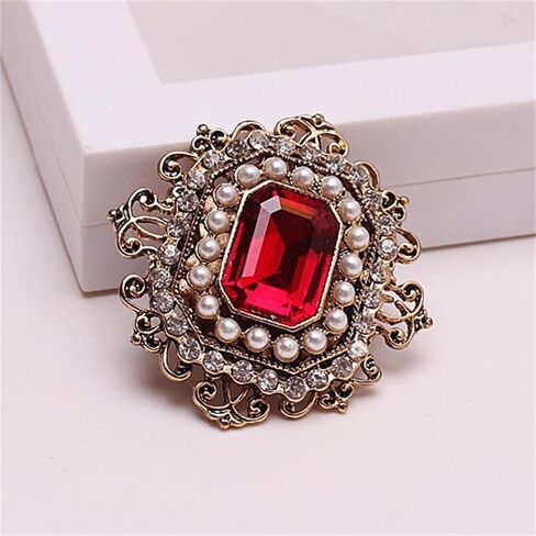WCRAZYE Antique Rhinestone Brooch Pin for Women Girls Gold Tone Vintage Baroque Rectangle Crystal Shell Pearl Boho Victorian Style Brooches Lapel Pins Elegant Wedding Christmas Festival Ornament Jewelry Gift in Saudi Arabia