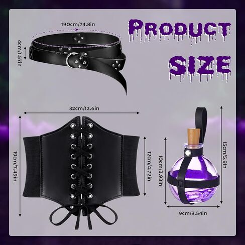 Zhanmai Renaissance Corset Leather Potion Belt with Potion Bottle Medieval Witch Viking Pirate Ren Fair Costume Accessories in Saudi Arabia