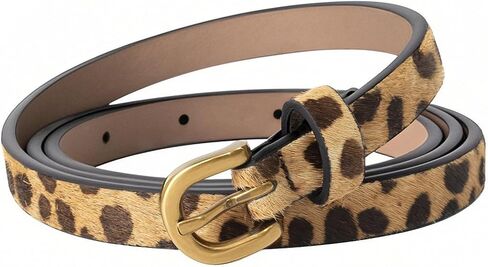 Leopared Print Leather Belt for Women Calf Hair Animal Skinny Ladies Waist Belts for Jeans Dress Pants in Saudi Arabia