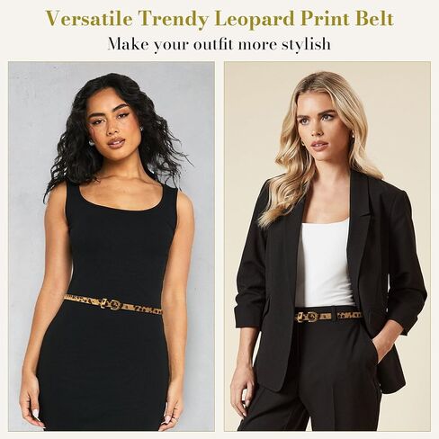 Leopared Print Leather Belt for Women Calf Hair Animal Skinny Ladies Waist Belts for Jeans Dress Pants in Saudi Arabia