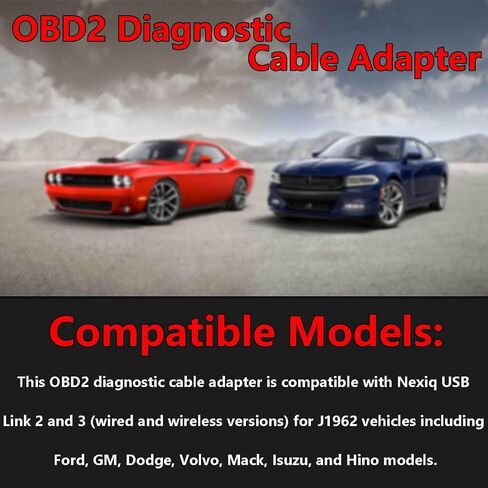 493113 OBD2 Diagnostic Cable Adapter for Nexiq USB Link 2 & 3 for J1962 Vehicles Replacement for Ford for GM for Dodge for Volvo for Mack for Isuzu for Hino,16-Pin in Saudi Arabia