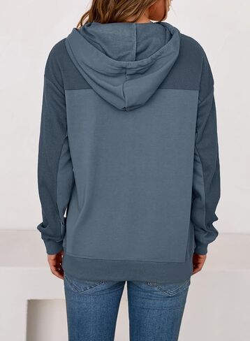 EVALESS Hoodies for Women Long Sleeve Patchwork Waffle Knit Drawstring Oversized Hooded Sweatshirt Tops Fashion 2025 in Saudi Arabia