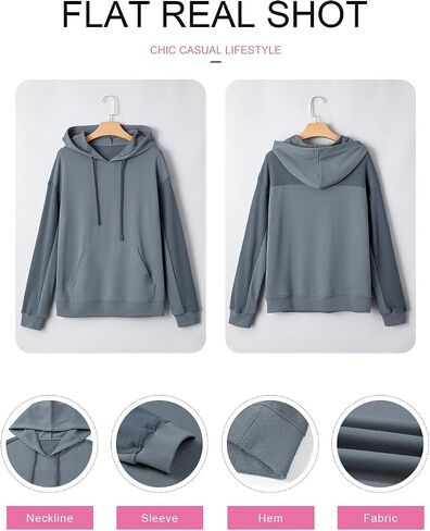 EVALESS Hoodies for Women Long Sleeve Patchwork Waffle Knit Drawstring Oversized Hooded Sweatshirt Tops Fashion 2025 in Saudi Arabia