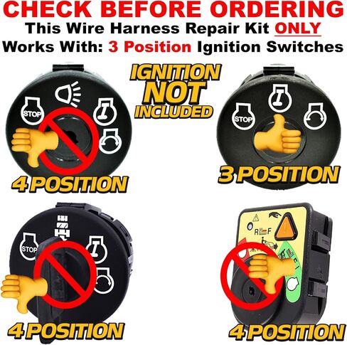 Starter Ignition Wire Harness for John Deere AM122881 AM13280 & More - Made in The USA - HD Switch Compatible with John Deere in Saudi Arabia