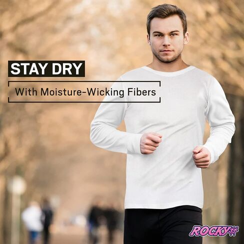 Rocky Thermal Shirts for Men Long Sleeve Thermals Base Layer Top Warm Fleece Lined Long Johns Underwear Cold Weather/Skiing in Saudi Arabia