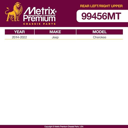 Metrix Premium Chassis Parts - Rear Left & Right Upper Control Arm Kit Fits 2014-2022 Jeep Cherokee, Replacement RK643129, Made in Europe in Saudi Arabia