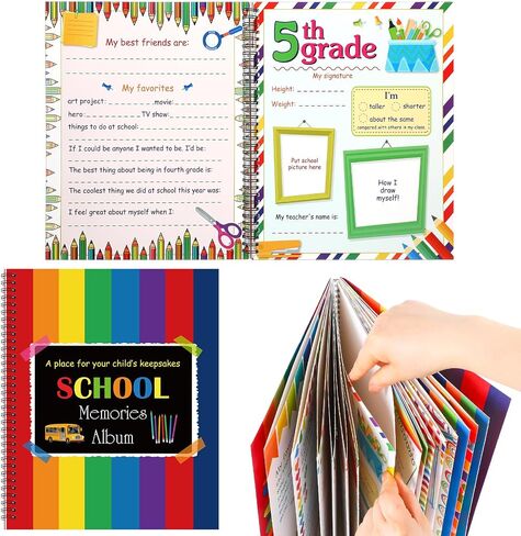 School Memory Book Photo Album for Kids, School Years Keepsake Book Album Scrapbook from Preschool Through 12th Grade with 14 Pocket for Storage Portfolio Every Grade Pictures (Polka Dots) in Saudi Arabia