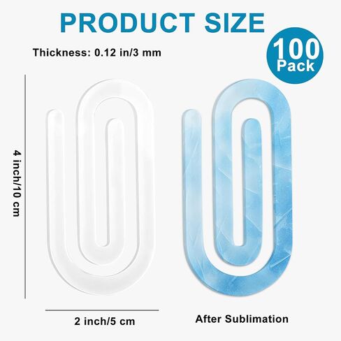 24 Pcs Sublimation Paper Clips Jumbo Blanks, 4x2 Inch Acrylic Sublimation Paperclips Blanks Large, Personalized Paper Clips for Crafts, Gifts, Home, Office, School Use in Saudi Arabia