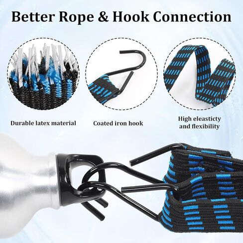 12 pcs 80 بوصة قابلة للتعديل حبال بنجي مسطحة مع خطاف مرونة ثقيلة مرونة طويلة الأشرطة Bungee 1 بوصة عرض الأشرطة اللاتكس مضادة للصدأ حبل مشبك المعادن in Saudi Arabia