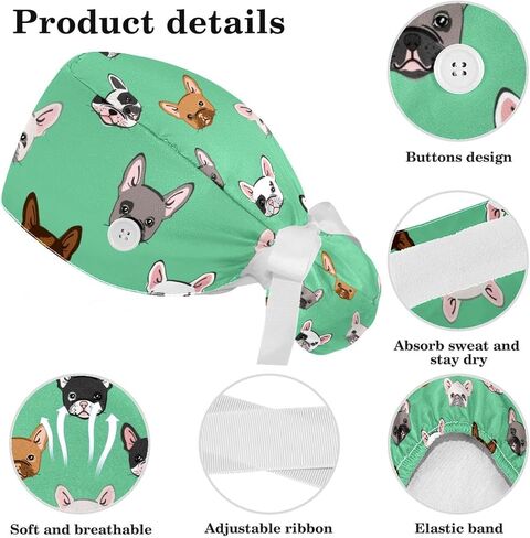Adjustable Working Cap with Hair Ties Scrunchy with Ponytail Pocket Elastic Tie, Sunflower Black Pattern in Saudi Arabia