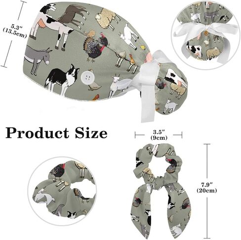 Adjustable Working Cap with Hair Ties Scrunchy with Ponytail Pocket Elastic Tie, Sunflower Black Pattern in Saudi Arabia