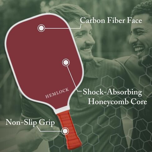 Hemlock Pickball Paddle - USAPA Approved, T700 Carbon Fiber Surface for High Spin and Control, 16mm Polypropylene Honeycomb Core, Advanced and Beginner Starter, Men and Women, Navy Blue in Kuwait