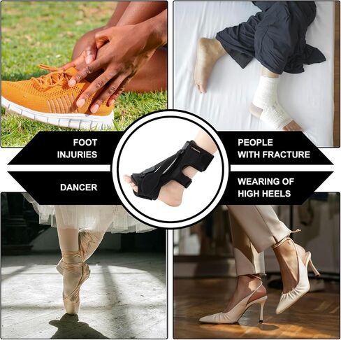 Plantar Fasciitis Night Splint, Upgraded Adjustable Foot Brace for Pain Relief, Drop Foot, Achilles Tendonitis & Heel Spur Relief for Women & Men (Black) in Saudi Arabia