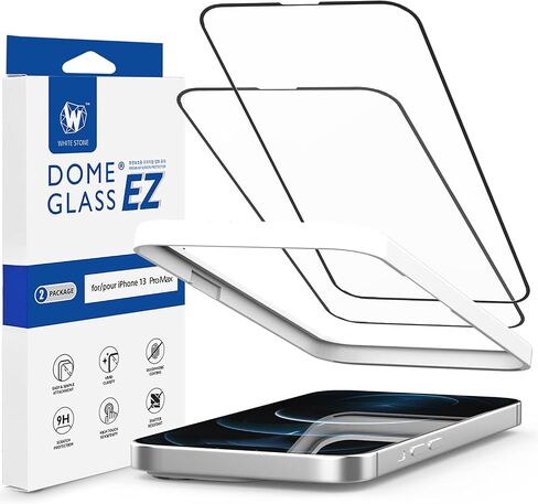 Whitestone Dome Glass EZ screen protector for iPhone 13/13 pro (6.1") Full Coverage Tempered Glass Shield [Easy Install] by Whitestone for Apple iPhone 13/13 Pro - Two Pack in Kuwait
