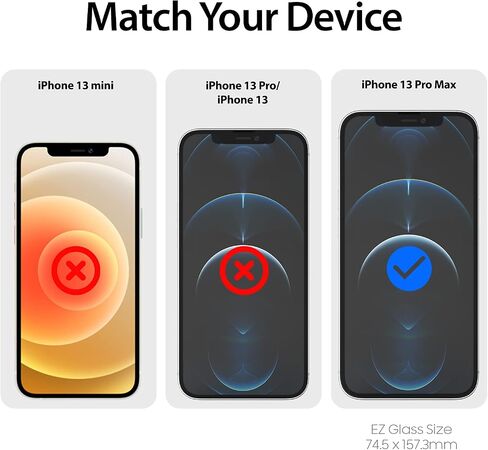 Whitestone Dome Glass EZ screen protector for iPhone 13/13 pro (6.1") Full Coverage Tempered Glass Shield [Easy Install] by Whitestone for Apple iPhone 13/13 Pro - Two Pack in Kuwait