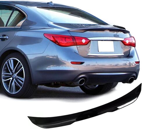 أجنحة المفسد الخلفي لـ Infiniti Q50 2014 2015 2015 2017 2018 2019 2020 2021 Trunk Spoiler Wing Trunk Tail Trunk Trunk Lid ، أداء أسود لامع - نمط PSM in Kuwait