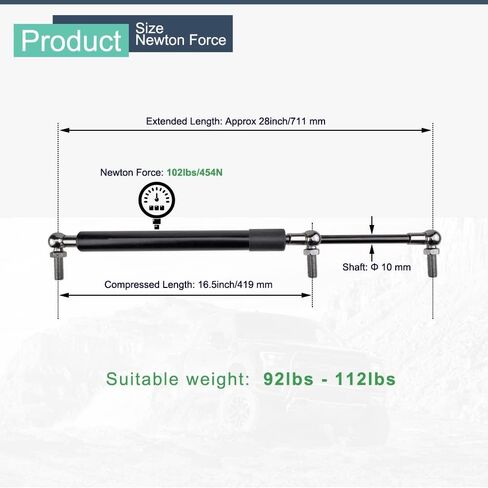 23 inch 38lbs/168N Gas Struts Shock Replacement C16-20877 Gas Springs Lift Supports Center Distance 22.87" for Truck Bed Tonneau Cover Toolbox Lid Shell Window, Set of 2 in Saudi Arabia