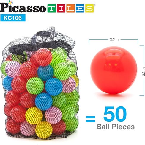 PicassoTiles KC106 8 × 7 قدم حارس قابل للنفخ للصغار، حديقة أطفال، منزل القفز، منزل لعب منزلق مع 50 كرة حفرة، حماية شبكية من 3 جوانب، ومنفاخ بقوة 385 وات معتمد من GFCI ETL in Saudi Arabia